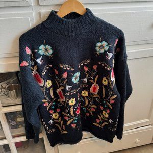 Black Embroidered Turtleneck